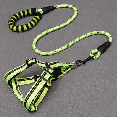 Adjustable Nylon Dog Leash With Chest Harness-4