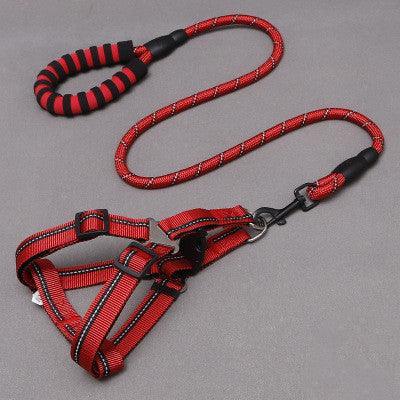 Adjustable Nylon Dog Leash With Chest Harness-1