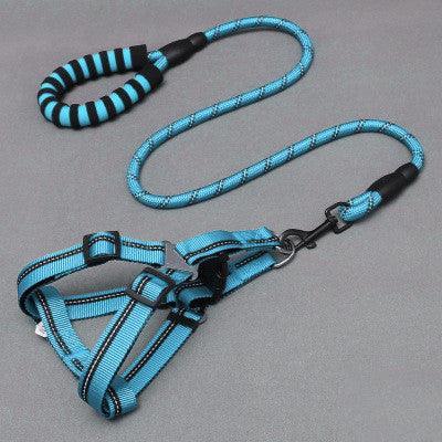 Adjustable Nylon Dog Leash With Chest Harness-3